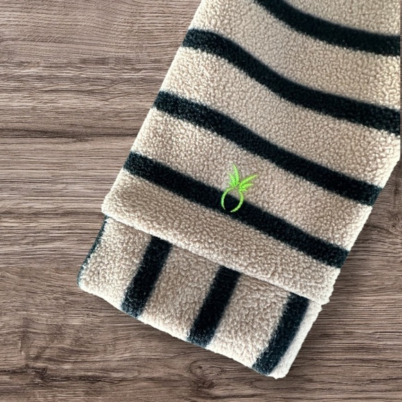 Dudley Stephens Park Slope Turtleneck Mariner Stripe Khaki Black Vello Fleece XS - Picture 4 of 10